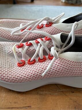 allbirds Women's Knit Sneakers - White with Red/Coral Eyelets